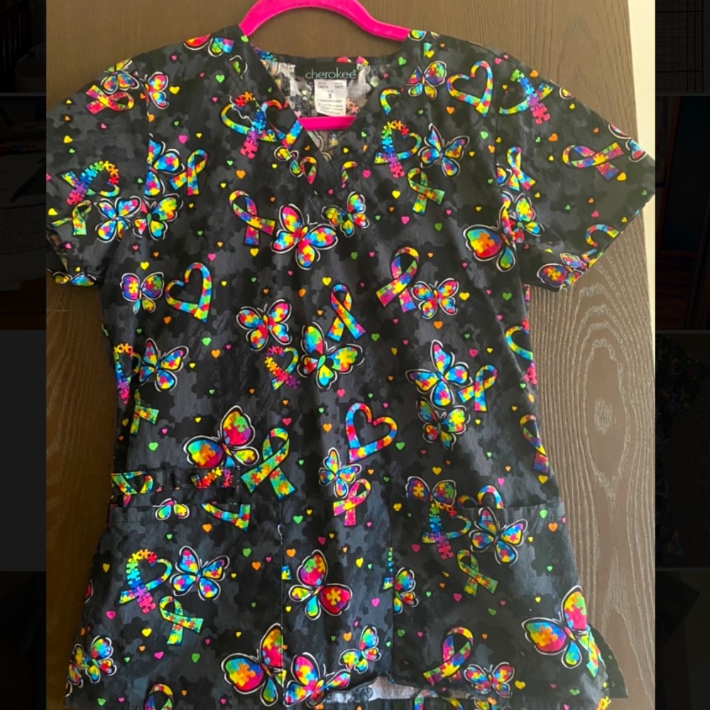 Cherokee Autism Awareness scrub top